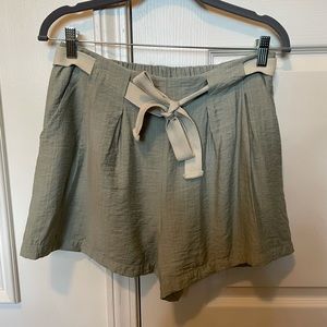 Olive Green double lined shorts with tie in front